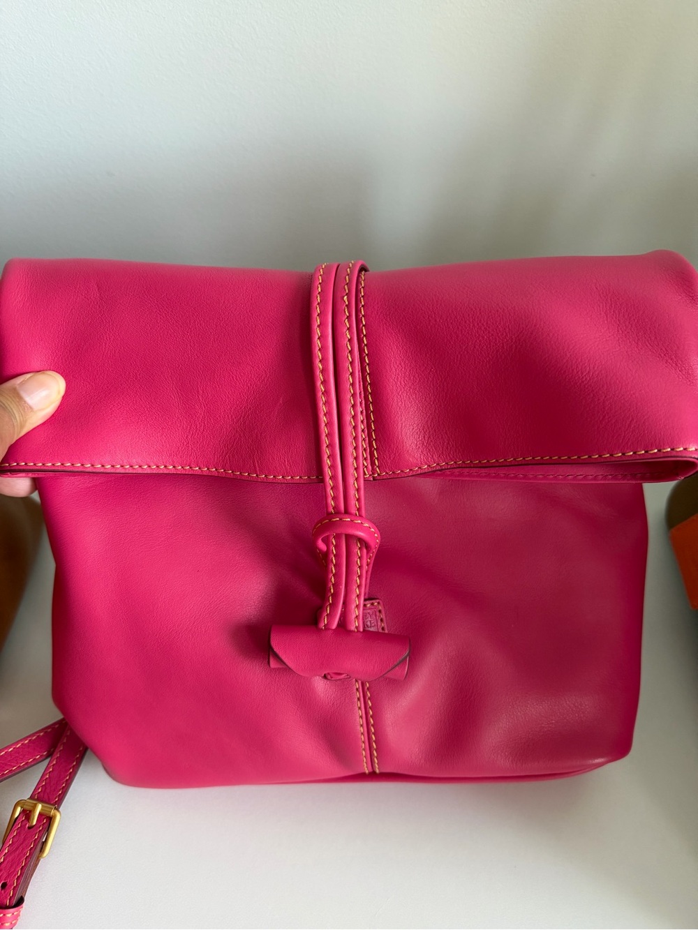 Dooney & Bourke Roll-Top Shoulder Bag in Hot Pink